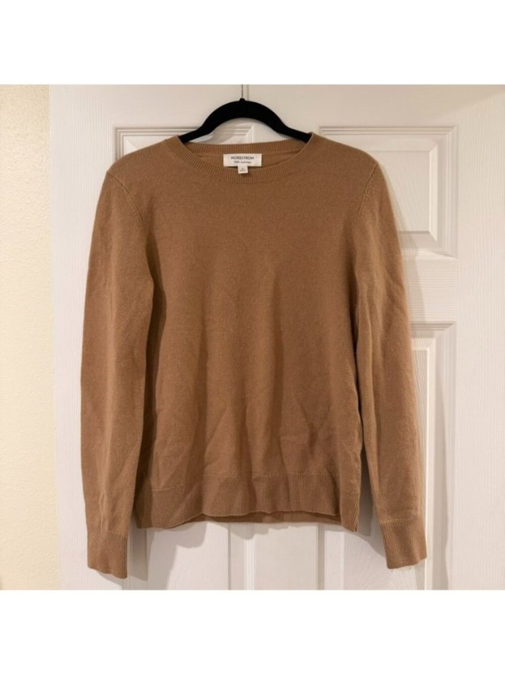 Nordstrom Cashmere Camel Tan Crewneck Long Sleeve Sweater Size Small NWOT